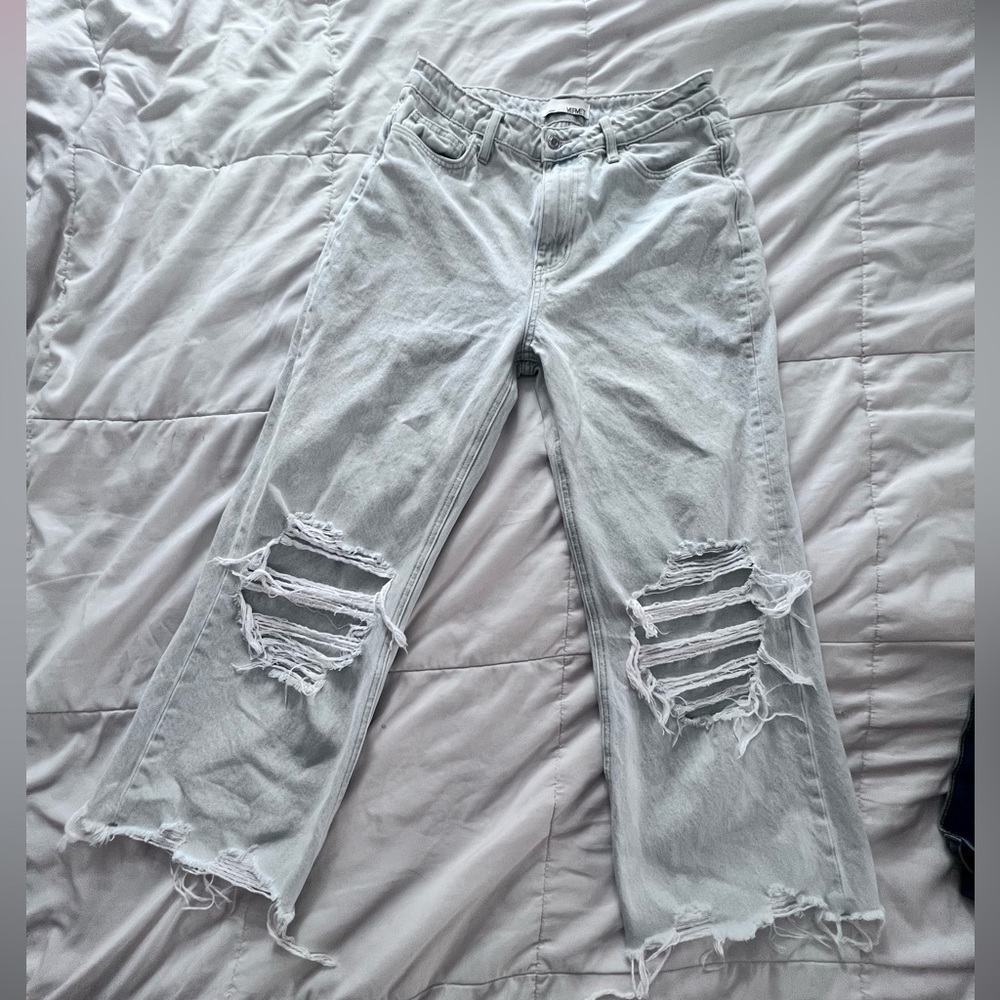 Light Wash Crop Flare Denim